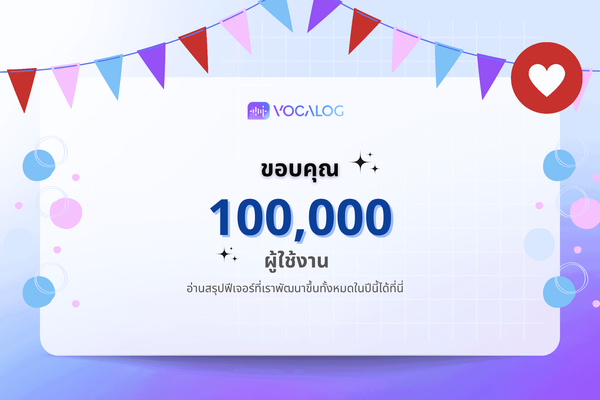 Vocalog ครบ 100,000 ผู้ใช้งาน! 
