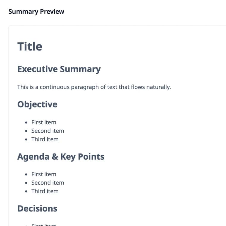 Meeting Summary